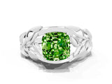 White gold Cushion Cut Solitaire Leaf-Inspired Engagement Ring with Prong Setting