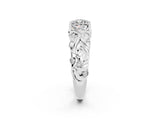 White gold Cushion Cut Solitaire Moissanite Leaf-Inspired Vine Band Ring with Prong Setting_2
