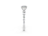 White gold Cushion Cut Solitaire Moissanite Ring with Pave Band and Four-Prong Setting_2