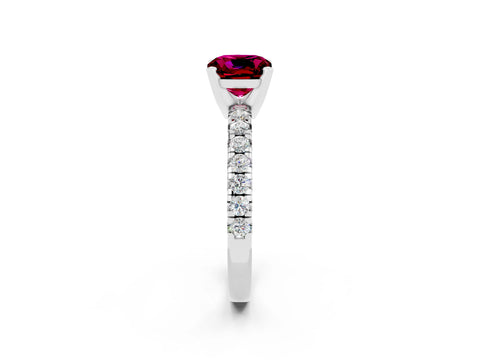 White gold Cushion Cut Solitaire Pave Diamond Engagement Ring with Four-Prong Setting_12