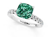 White gold Cushion Cut Solitaire Pave Diamond Engagement Ring with Four-Prong Setting_13