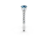 White gold Cushion Cut Solitaire Pave Diamond Engagement Ring with Four-Prong Setting_14