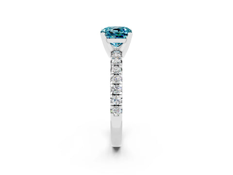 White gold Cushion Cut Solitaire Pave Diamond Engagement Ring with Four-Prong Setting_14