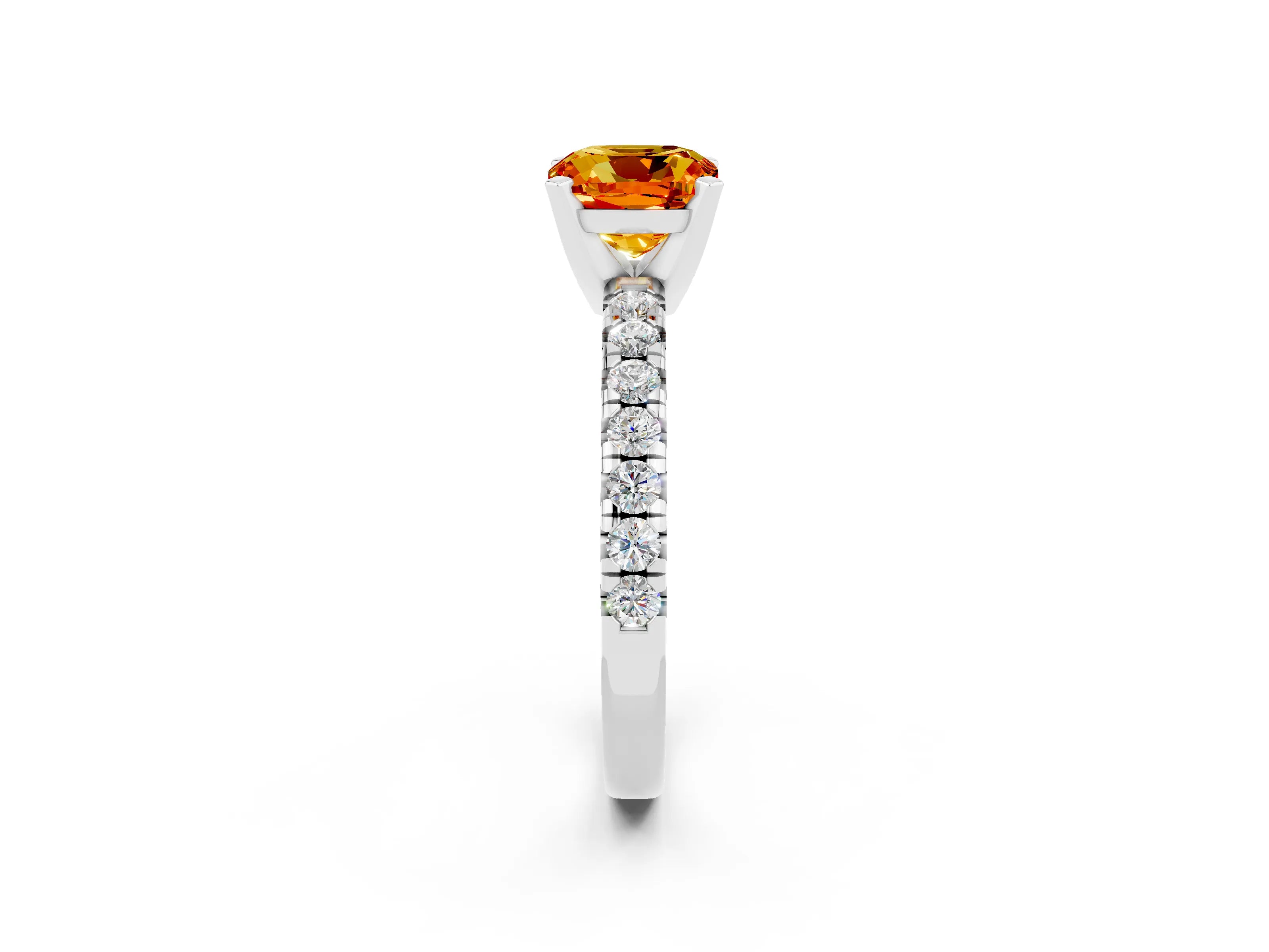 White gold Cushion Cut Solitaire Pave Diamond Engagement Ring with Four-Prong Setting_14