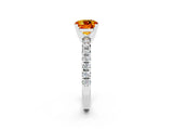 White gold Cushion Cut Solitaire Pave Diamond Engagement Ring with Four-Prong Setting_14