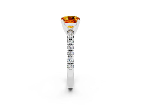 White gold Cushion Cut Solitaire Pave Diamond Engagement Ring with Four-Prong Setting_14