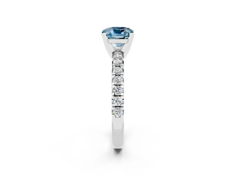 White gold Cushion Cut Solitaire Pave Diamond Engagement Ring with Four-Prong Setting_14