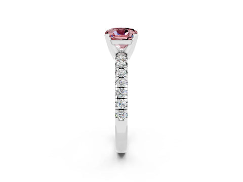 White gold Cushion Cut Solitaire Pave Diamond Engagement Ring with Four-Prong Setting_14