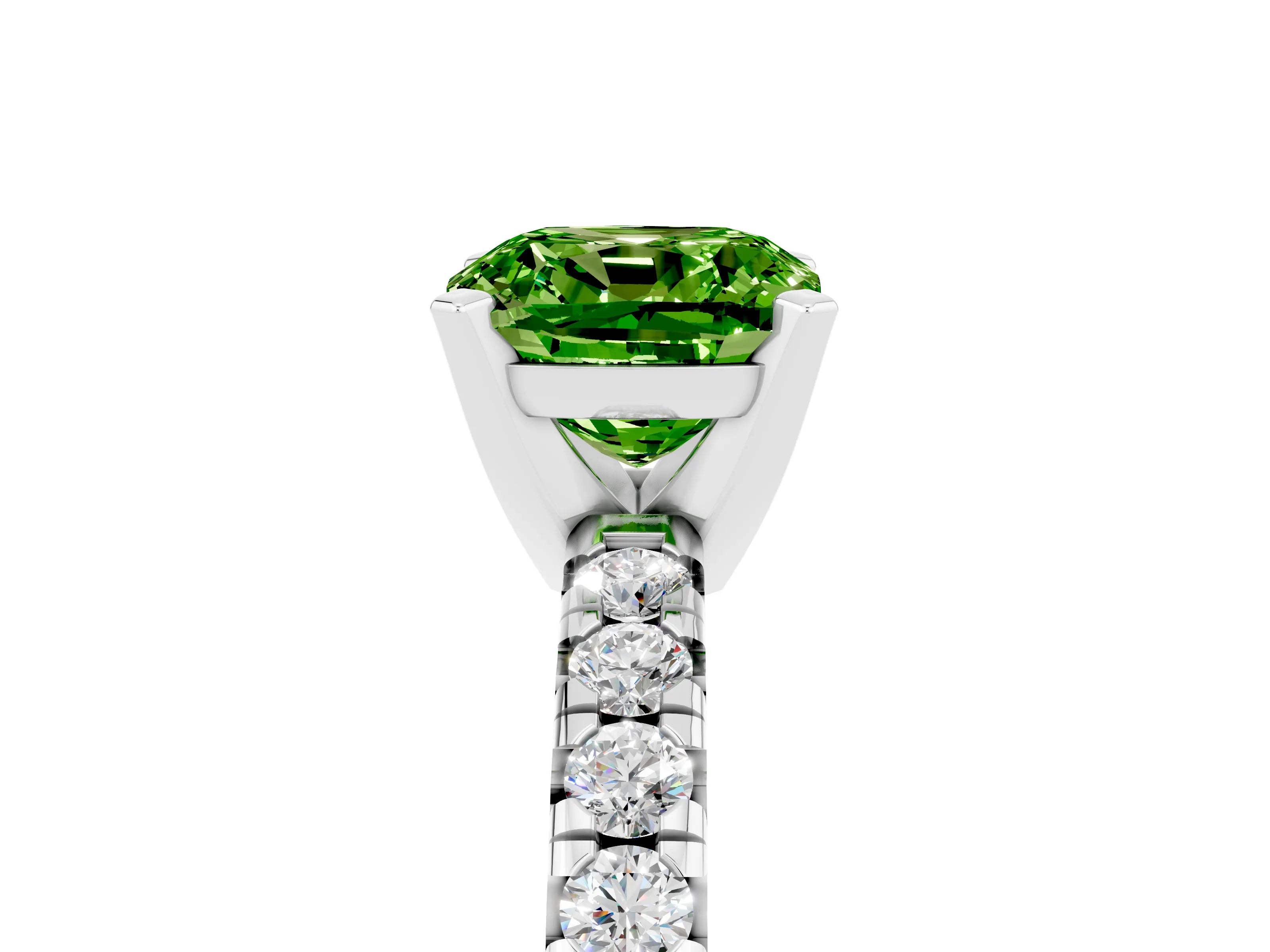 White gold Cushion Cut Solitaire Pave Diamond Engagement Ring with Four-Prong Setting_14