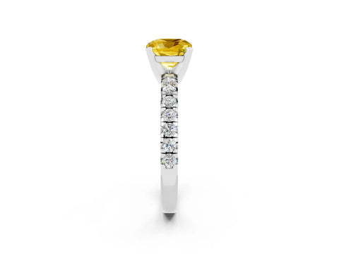 White gold Cushion Cut Solitaire Pave Diamond Engagement Ring with Four-Prong Setting_14