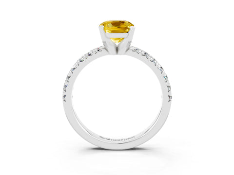 White gold Cushion Cut Solitaire Pave Diamond Engagement Ring with Four-Prong Setting_15