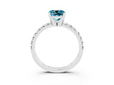 White gold Cushion Cut Solitaire Pave Diamond Engagement Ring with Four-Prong Setting_15