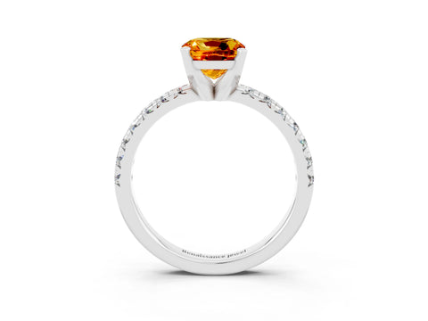 White gold Cushion Cut Solitaire Pave Diamond Engagement Ring with Four-Prong Setting_15