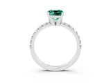White gold Cushion Cut Solitaire Pave Diamond Engagement Ring with Four-Prong Setting_15