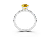 White gold Cushion Cut Solitaire Pave Diamond Engagement Ring with Four-Prong Setting_15