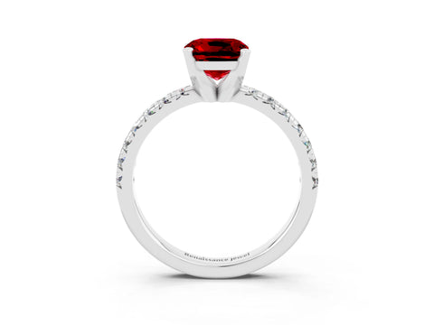 White gold Cushion Cut Solitaire Pave Diamond Engagement Ring with Four-Prong Setting_15