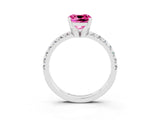 White gold Cushion Cut Solitaire Pave Diamond Engagement Ring with Four-Prong Setting_15