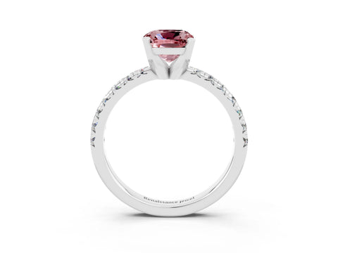 White gold Cushion Cut Solitaire Pave Diamond Engagement Ring with Four-Prong Setting_15