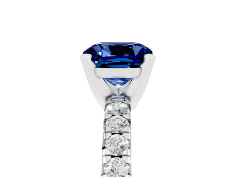 White gold Cushion Cut Solitaire Pave Diamond Engagement Ring with Four-Prong Setting_17