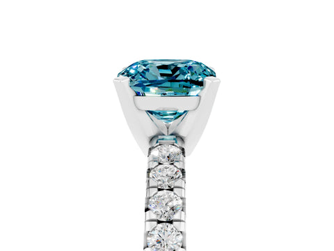 White gold Cushion Cut Solitaire Pave Diamond Engagement Ring with Four-Prong Setting_17