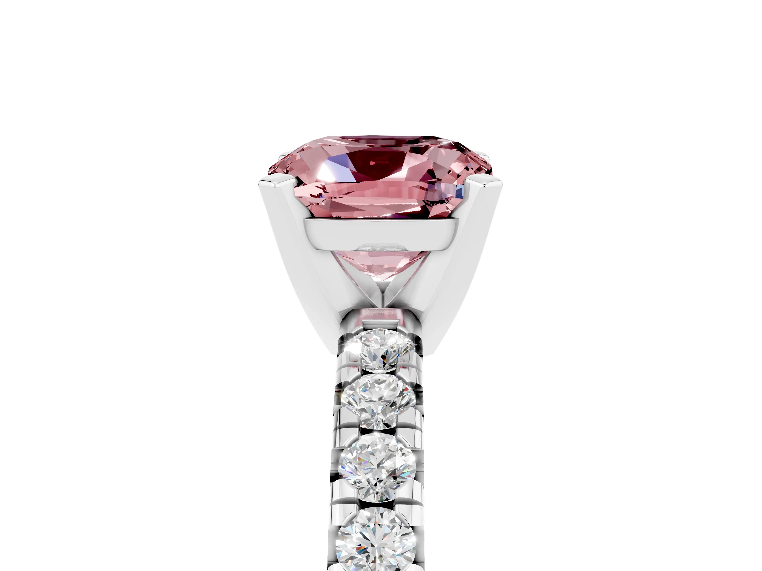 White gold Cushion Cut Solitaire Pave Diamond Engagement Ring with Four-Prong Setting_17