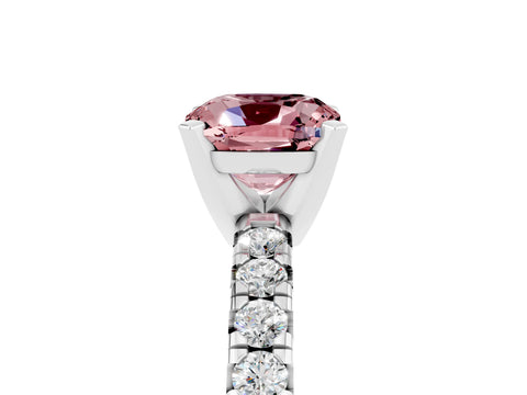 White gold Cushion Cut Solitaire Pave Diamond Engagement Ring with Four-Prong Setting_17