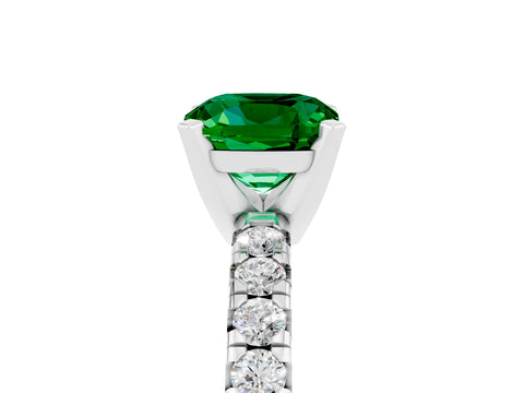 White gold Cushion Cut Solitaire Pave Diamond Engagement Ring with Four-Prong Setting_17
