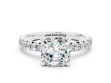 White gold Cushion Cut Solitaire Pave Diamond Engagement Ring with Four-Prong Setting_24