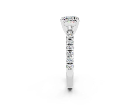 White gold Cushion Cut Solitaire Pave Diamond Engagement Ring with Four-Prong Setting_26