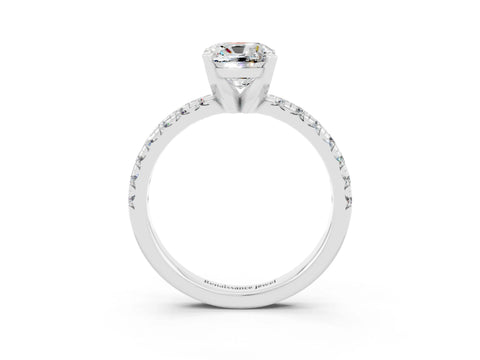 White gold Cushion Cut Solitaire Pave Diamond Engagement Ring with Four-Prong Setting_27