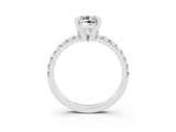 White gold Cushion Cut Solitaire Pave Diamond Engagement Ring with Four-Prong Setting_27