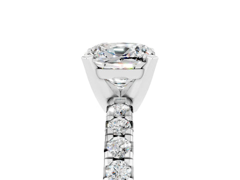 White gold Cushion Cut Solitaire Pave Diamond Engagement Ring with Four-Prong Setting_29