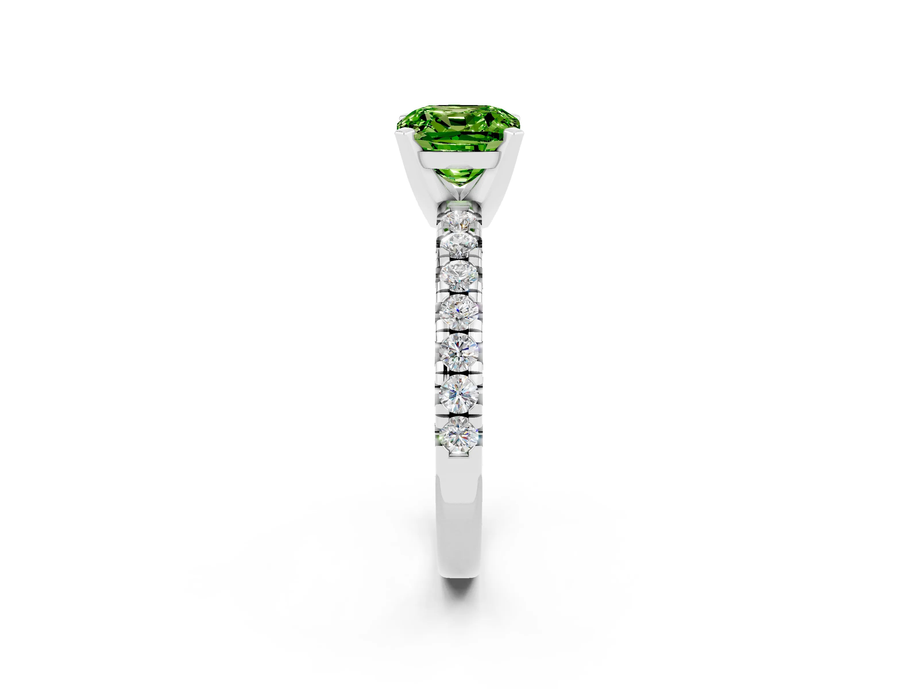 White gold Cushion Cut Solitaire Pave Diamond Engagement Ring with Four-Prong Setting_2