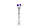 White gold Cushion Cut Solitaire Pave Diamond Engagement Ring with Four-Prong Setting_2