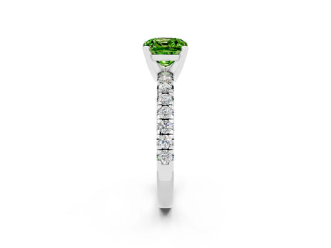 White gold Cushion Cut Solitaire Pave Diamond Engagement Ring with Four-Prong Setting_2