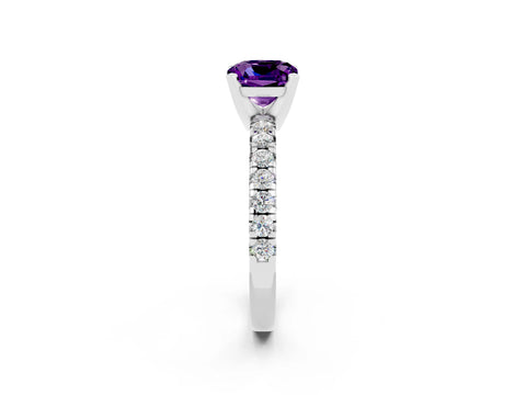 White gold Cushion Cut Solitaire Pave Diamond Engagement Ring with Four-Prong Setting_2