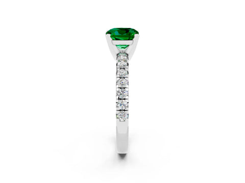 White gold Cushion Cut Solitaire Pave Diamond Engagement Ring with Four-Prong Setting_2