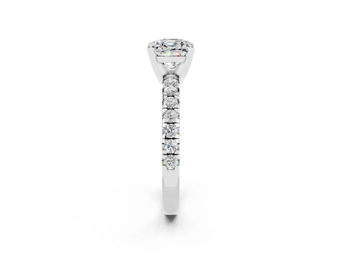 White gold Cushion Cut Solitaire Pave Diamond Engagement Ring with Four-Prong Setting_2