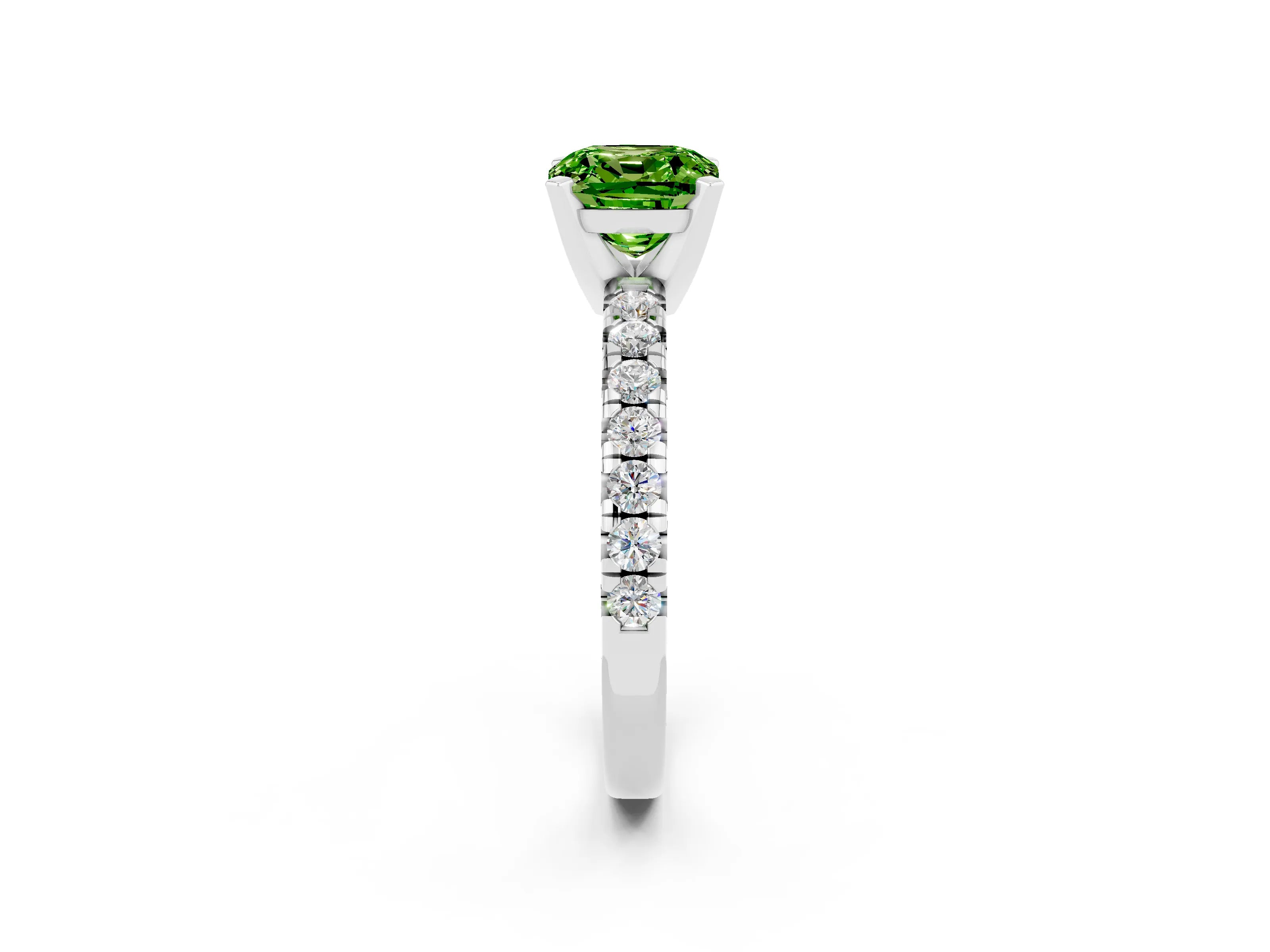 White gold Cushion Cut Solitaire Pave Diamond Engagement Ring with Four-Prong Setting_38