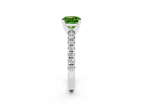 White gold Cushion Cut Solitaire Pave Diamond Engagement Ring with Four-Prong Setting_38
