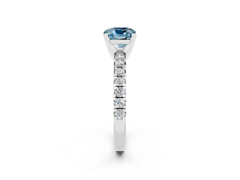 White gold Cushion Cut Solitaire Pave Diamond Engagement Ring with Four-Prong Setting_38
