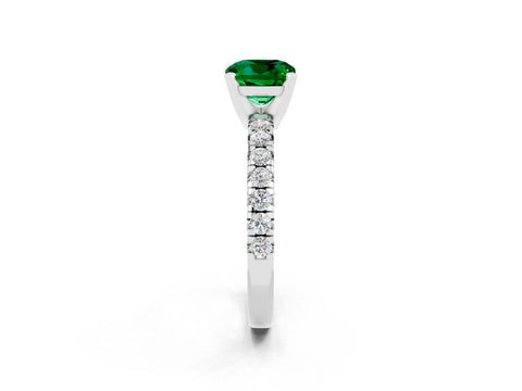 White gold Cushion Cut Solitaire Pave Diamond Engagement Ring with Four-Prong Setting_38
