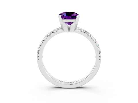 White gold Cushion Cut Solitaire Pave Diamond Engagement Ring with Four-Prong Setting_39