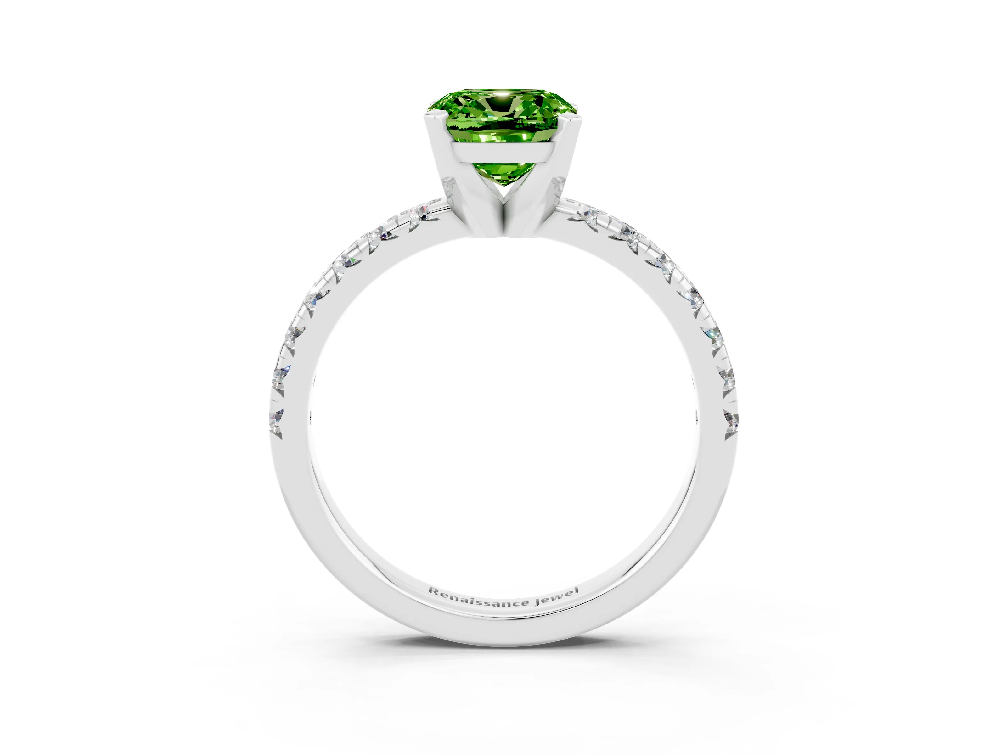 White gold Cushion Cut Solitaire Pave Diamond Engagement Ring with Four-Prong Setting_39