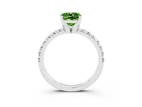 White gold Cushion Cut Solitaire Pave Diamond Engagement Ring with Four-Prong Setting_39
