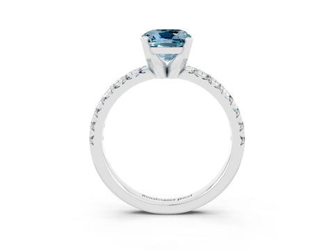 White gold Cushion Cut Solitaire Pave Diamond Engagement Ring with Four-Prong Setting_39