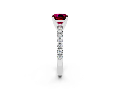 White gold Cushion Cut Solitaire Pave Diamond Engagement Ring with Four-Prong Setting_39