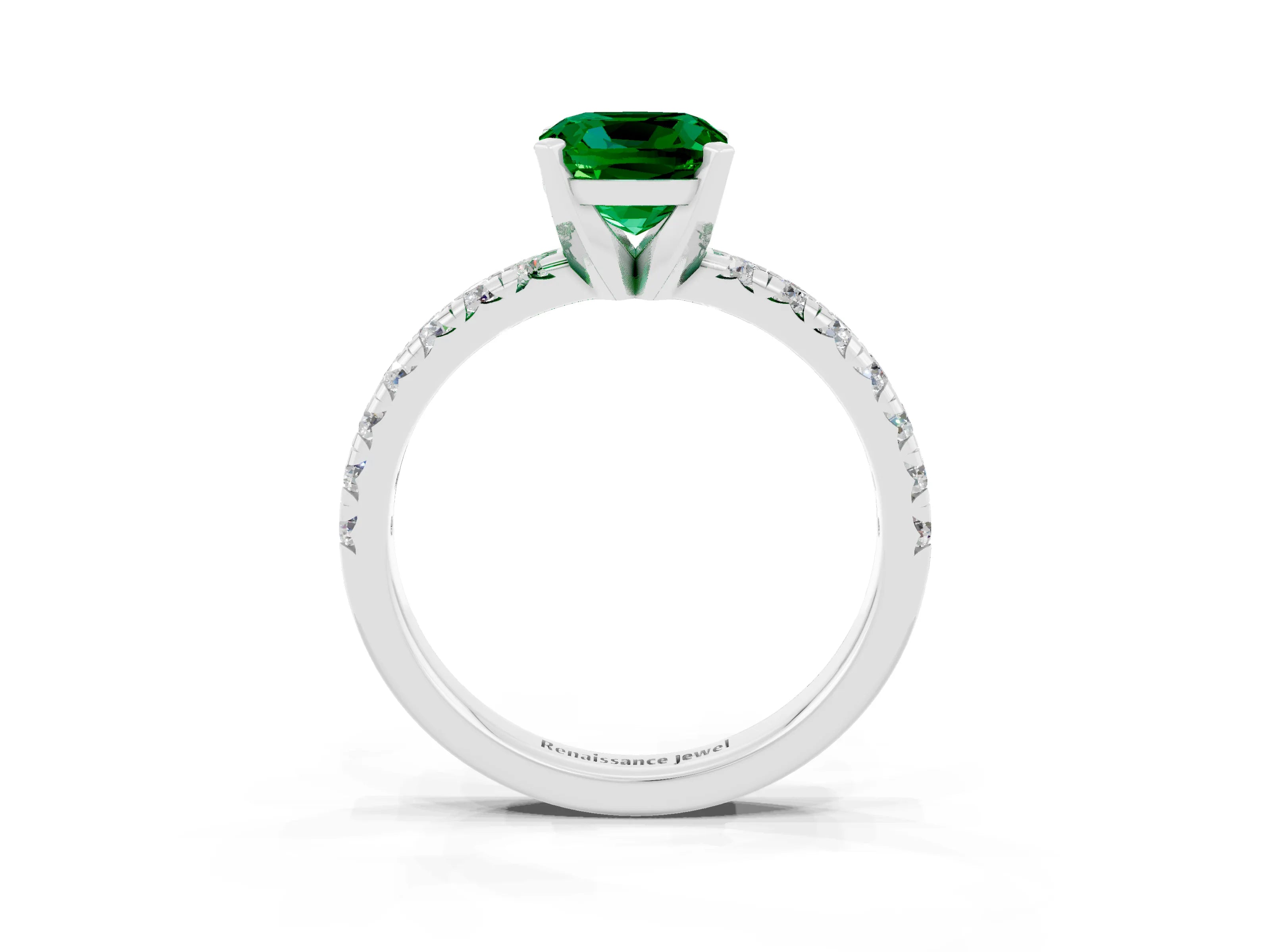 White gold Cushion Cut Solitaire Pave Diamond Engagement Ring with Four-Prong Setting_39