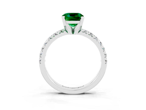 White gold Cushion Cut Solitaire Pave Diamond Engagement Ring with Four-Prong Setting_39