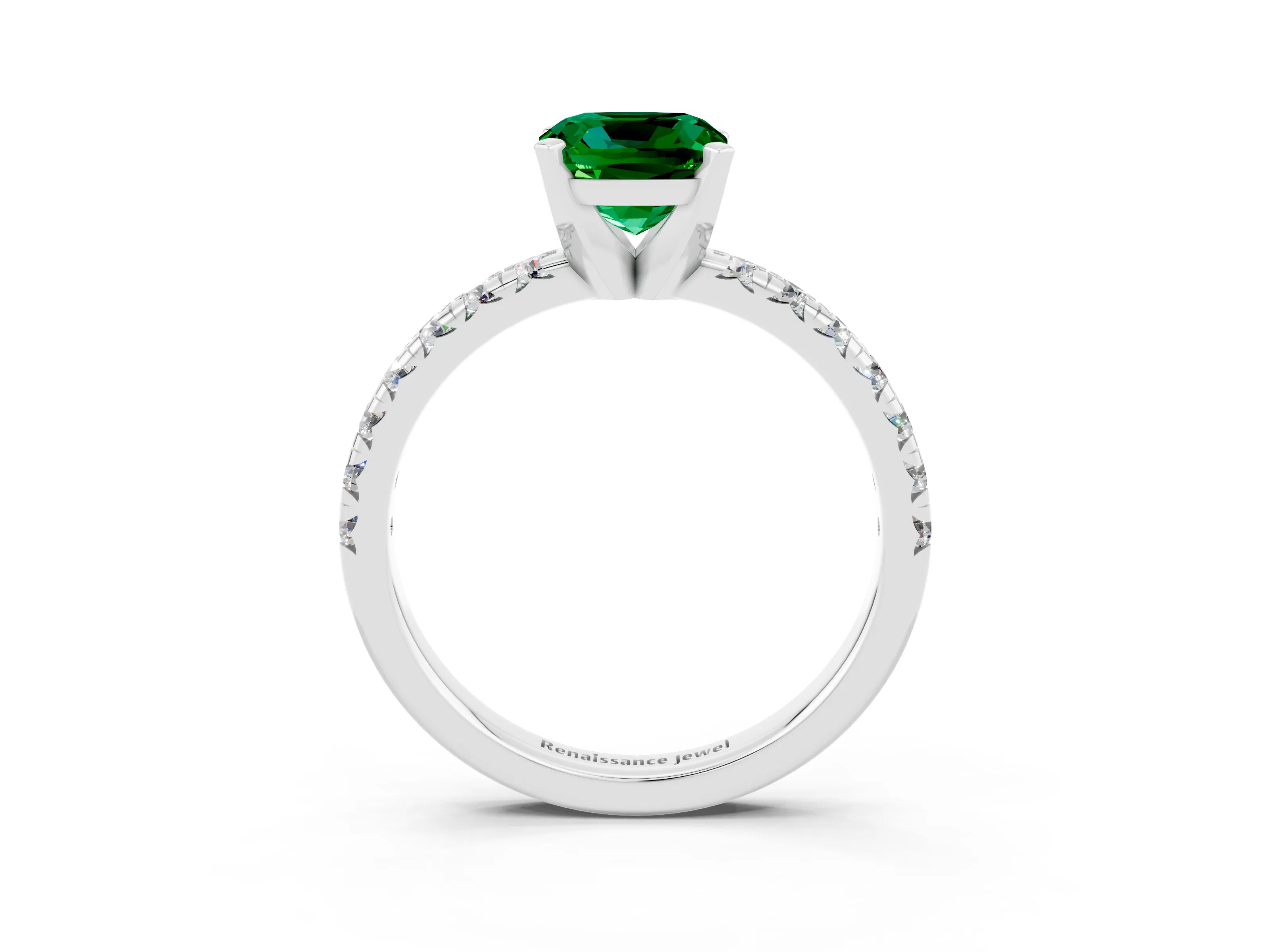 White gold Cushion Cut Solitaire Pave Diamond Engagement Ring with Four-Prong Setting_3